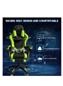EMZJ LED Gaming Chair Ergonomic OfficeChair Racing Style High-Back Desktop PC Computer GamingChair Adjustable Height SwivelChair with Footrest, Headrest and Lumbar Support  - Image 4