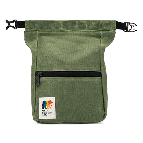 Oso Supply Co Kulshan Bouldering Bucket Large Size Chalk Bag for Rock Climbing Chalk Pot with Magnetic Roll Down Closure Brush Loop Zippered Pockets for Climbers Weightlifting Olive Green - Image 1