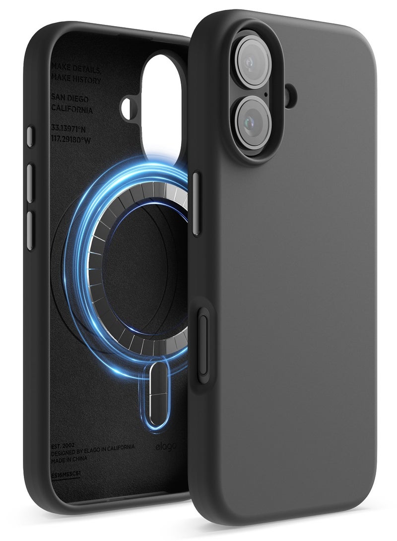 Elago Magnetic Liquid Silicone for iPhone 16 Case Cover Compatible with MagSafe Shockproof - Black