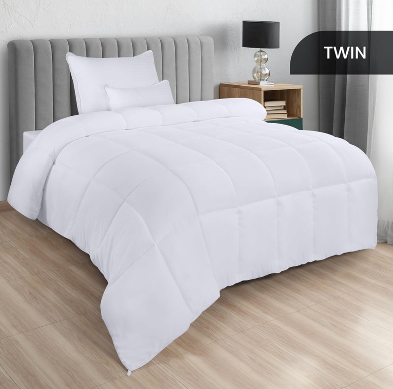 Utopia Bedding Down Alternative Comforter (Twin, White) - All Season Comforter - Plush Siliconized Fiberfill Duvet Insert - Box Stitched - Image 2
