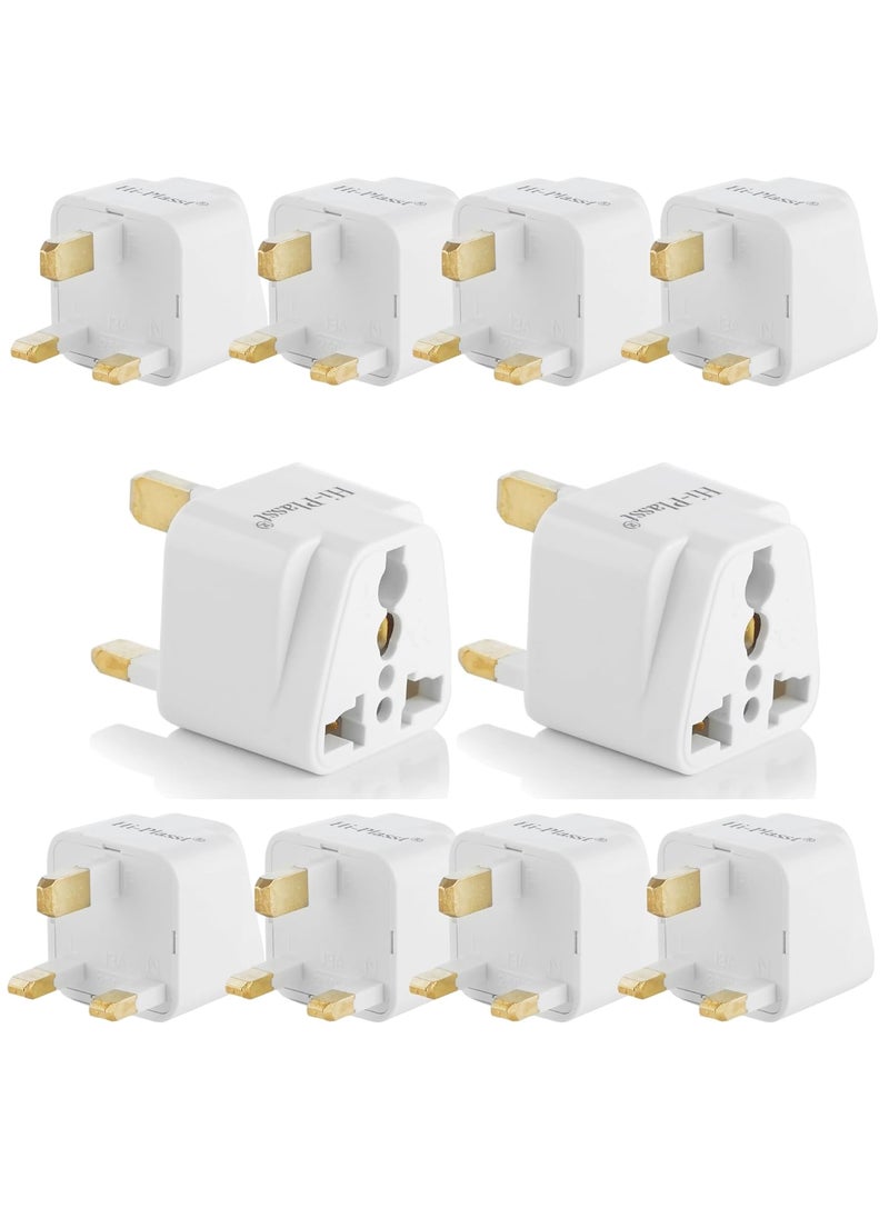 HI PLASST PINS N PLUGS HiPLASST 3pin UK Adapter Plug Pack of 10 for London GType Power Plug Converter for England Dubai Hong KongSingapore Ireland Wales Scotland Perfect Adaptor for Charging Laptop Phone  - Image 1