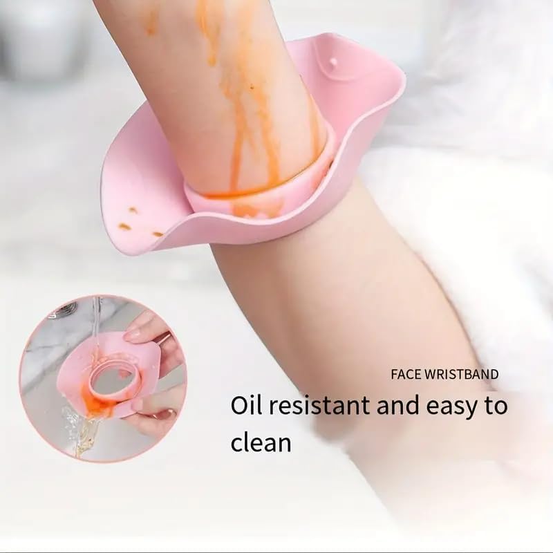 SQUICKLE SQUICKLE Silicone Face Washing Wristbands Splash Proof Spa Facial Cuff Sleeves Keep Clean Dry Wrist Guard for Bathing Hair Washing Household Chores Multicolor Silicone Wristband - Image 3