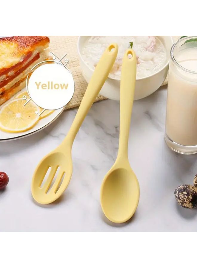 2pcs Pink Silicone Cheese Spoon Salad Mixing Slotted Spoon Set Tablespoon Dessert Spoon Small Soup Spoon Rice Spoon Round Spoon - Image 5