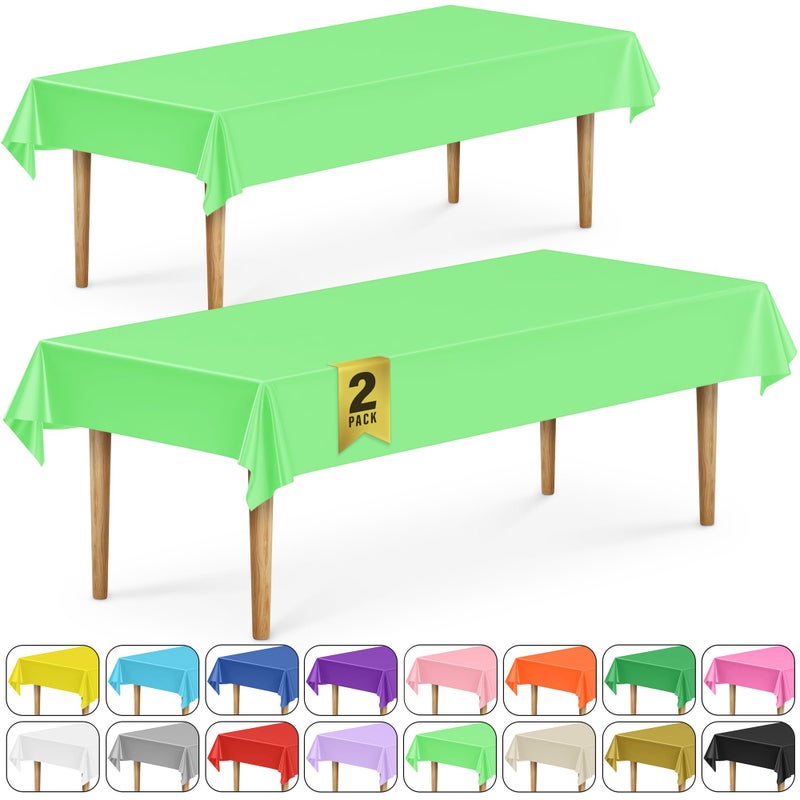 DecorRack 2 Rectangular Tablecloths BPAFree Plastic 54 x 108 inch Dining Table Cloth Rectangle Table Cover for Parties Picnic Camping and Outdoor Disposable or Reusable Lime Green 2 Pack