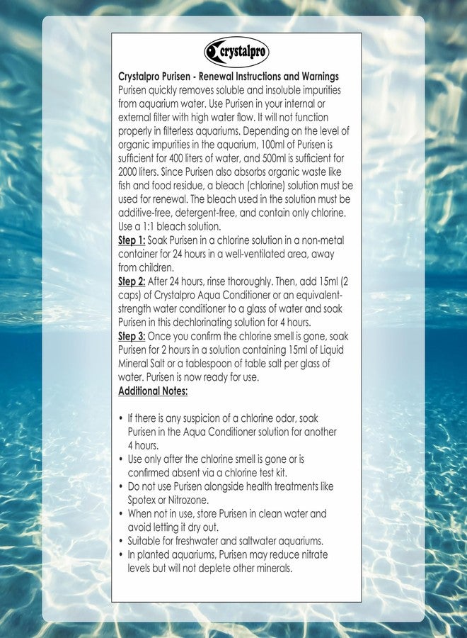 Crystalpro Purisen 100ml - Organic Waste Filtration Resin for Crystal Clear Aquarium Water - Regenerable - Fresh and Saltwater - Image 5