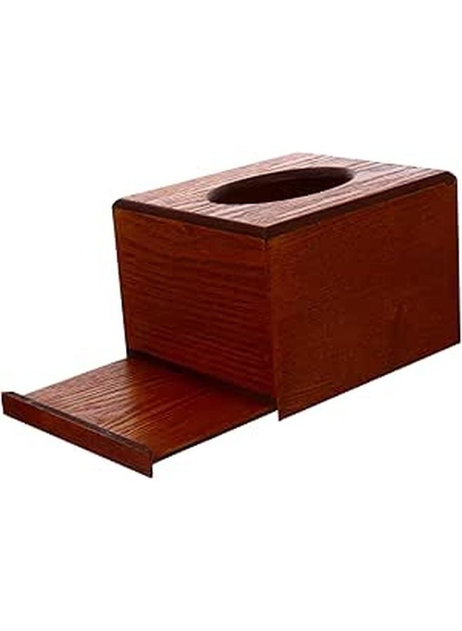 حامل علبة المناديل الخشبية منظم تخزين أنيق لغرفة المعيشة والمكتب والمنزل - Image 1