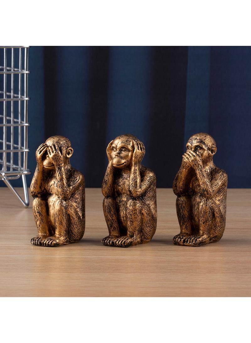 Y&D Monkey Sculpture Office Garden Garden Decoration Resin Office Desktop Decoration-Bronze - Image 1