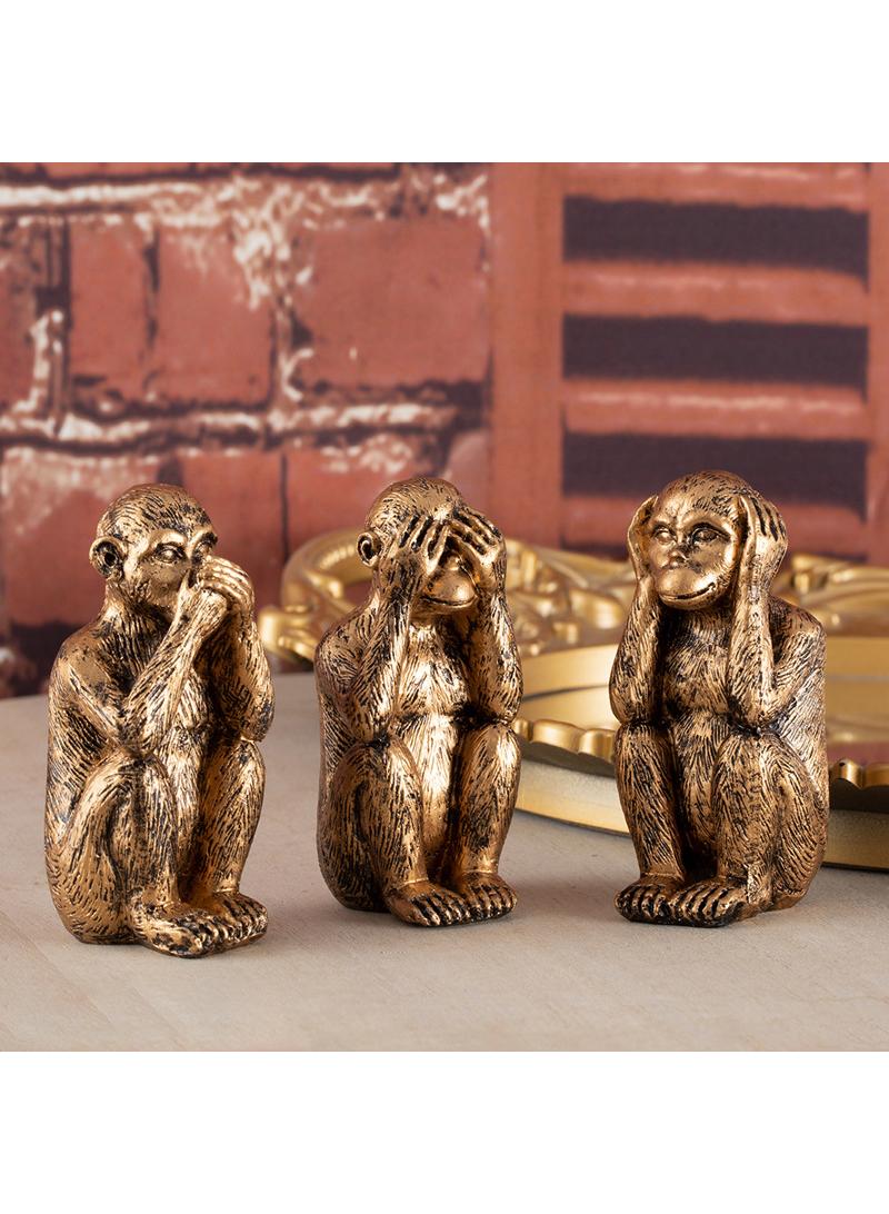 Y&D Monkey Sculpture Office Garden Garden Decoration Resin Office Desktop Decoration-Bronze - Image 2