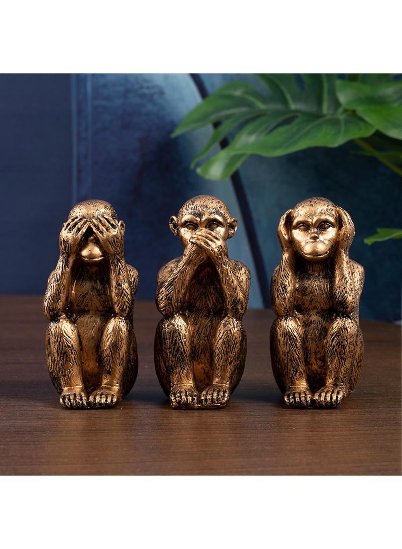 Y&D Monkey Sculpture Office Garden Garden Decoration Resin Office Desktop Decoration-Bronze - Image 3
