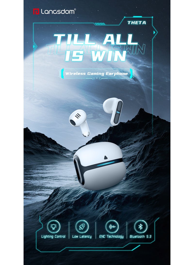لانجسدام سماعات بتقنية البلوتوث – إلغاء الضوضاء ENC، صوت استريو مزدوج، وضع الألعاب بزمن استجابة منخفض، إضاءة RGB رائعة، تصميم مريح داخل الأذن، وحدة 13 ملم، بلوتوث 5.3، بطارية تدوم حتى 21 ساعة، متوافقة مع أندرويد و iOS - Image 2