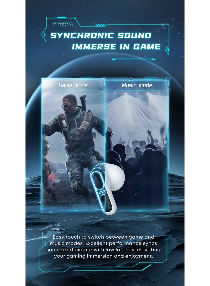 لانجسدام سماعات بتقنية البلوتوث – إلغاء الضوضاء ENC، صوت استريو مزدوج، وضع الألعاب بزمن استجابة منخفض، إضاءة RGB رائعة، تصميم مريح داخل الأذن، وحدة 13 ملم، بلوتوث 5.3، بطارية تدوم حتى 21 ساعة، متوافقة مع أندرويد و iOS - Image 4