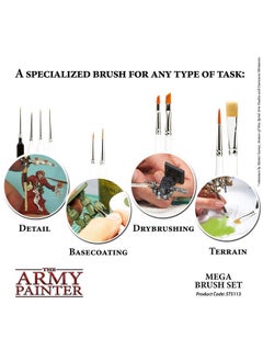 The Army Painter The Army Painter Paint Brush Set - Miniature Brush Set with 10 Acrylic Army Painter Paint Brushes - Kolinsky & Sable Fine Detail Paintbrush and Drybrush Set for Painting Miniatures - Model Brushes  - Image 2
