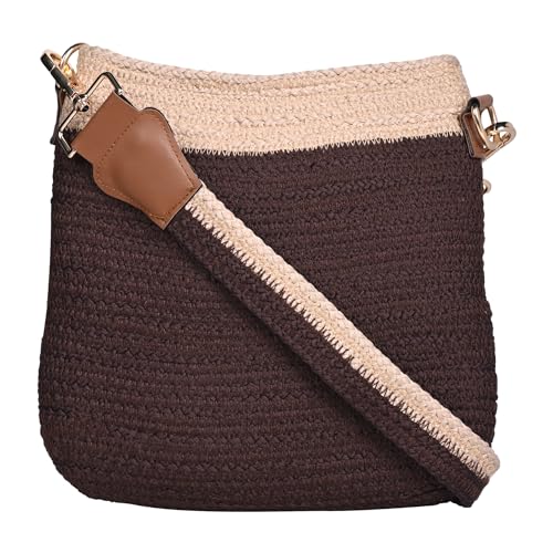 ENSAC Women's Premium Cotton/Full Sling Shoulder Bag | Ladies Purse Handbag | Special & Luxury Gift (SLING-CLUCTH-CAPSULE) (Brown-Beige) - Image 1