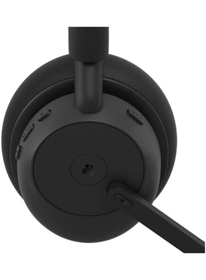 Jabra Evolve3 45 UC Wireless Stereo Headset, Bluetooth 5.3, Active Noise Cancellation (ANC), 3-Mic ClearVoice Noise Reduction, Link 390 USB-C Adapter, Dual-Device Connectivity, 30m Wireless Range, 21H Talk Time, 36H Music, Busylight, Flip-to-Mute Mic, Black | 34599-989-899 Black - Image 4