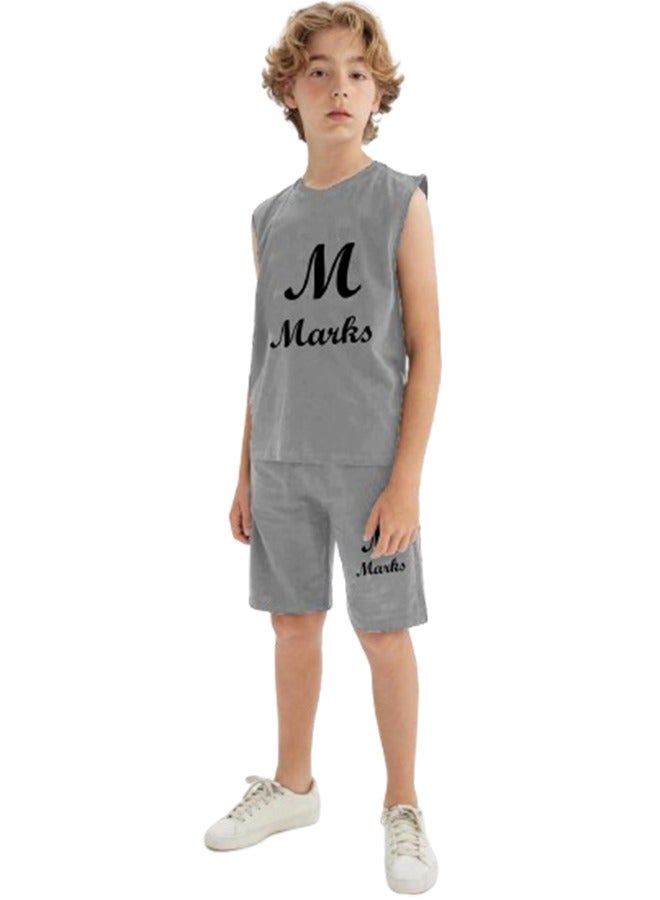 Kids pyjama Set for Boys - Cotton 100% - embroidery - Light Grey