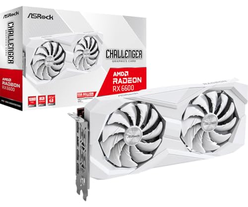ASRock AMD Radeon RX 6600 Challenger White 8GB GDDR6 Graphics Card 0dB Silent Cooling 128-bit 7680 x 4320 DisplayPort HDMI 14 Gbps Dual Fan 7nm - Image 1