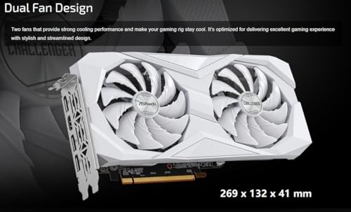 ASRock AMD Radeon RX 6600 Challenger White 8GB GDDR6 Graphics Card 0dB Silent Cooling 128-bit 7680 x 4320 DisplayPort HDMI 14 Gbps Dual Fan 7nm - Image 2