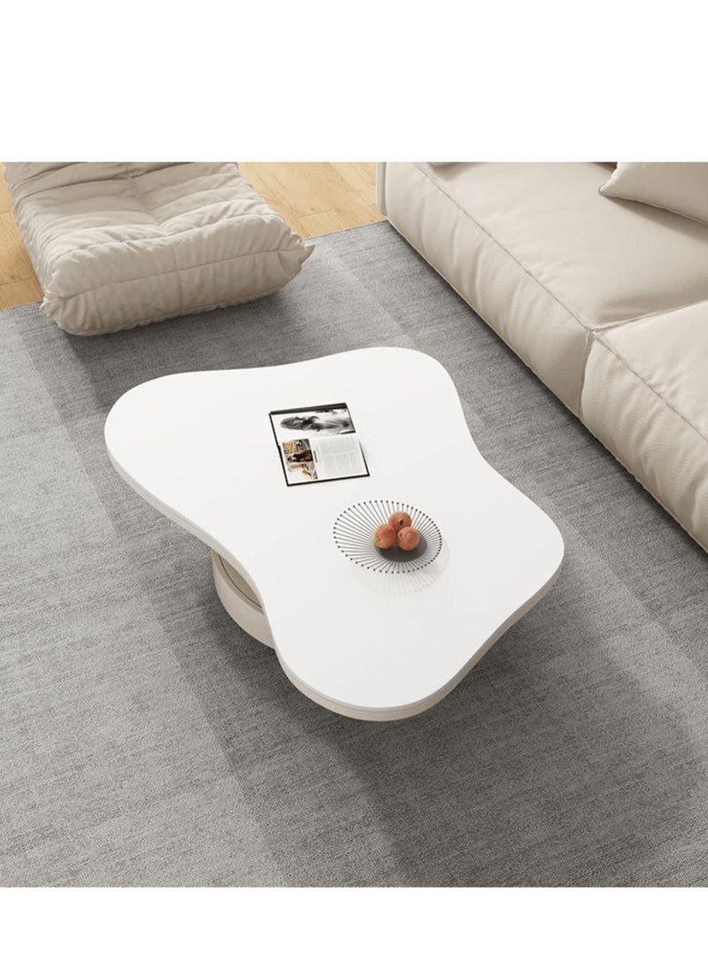 Wooden Twist Craggy Modern Butterfly Design Coffee Table With Convenient Storage 1 Drawer ( White )