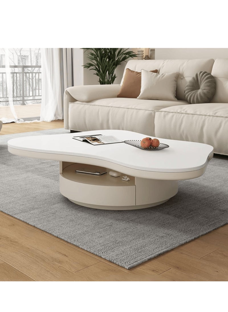 Wooden Twist Craggy Modern Butterfly Design Coffee Table With Convenient Storage 1 Drawer ( White )