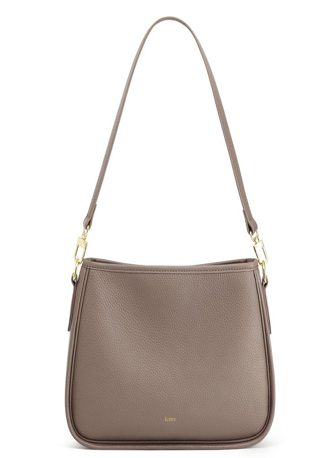 Kattee Shoulder Purse for Women, Medium Leather Crossbody Bags Trendy, Clutch Hanbags Purses, Small Hobo Bags with 2 Removable Straps, Khaki - Image 1