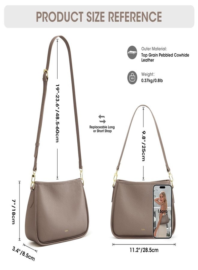 Kattee Shoulder Purse for Women, Medium Leather Crossbody Bags Trendy, Clutch Hanbags Purses, Small Hobo Bags with 2 Removable Straps, Khaki - Image 3