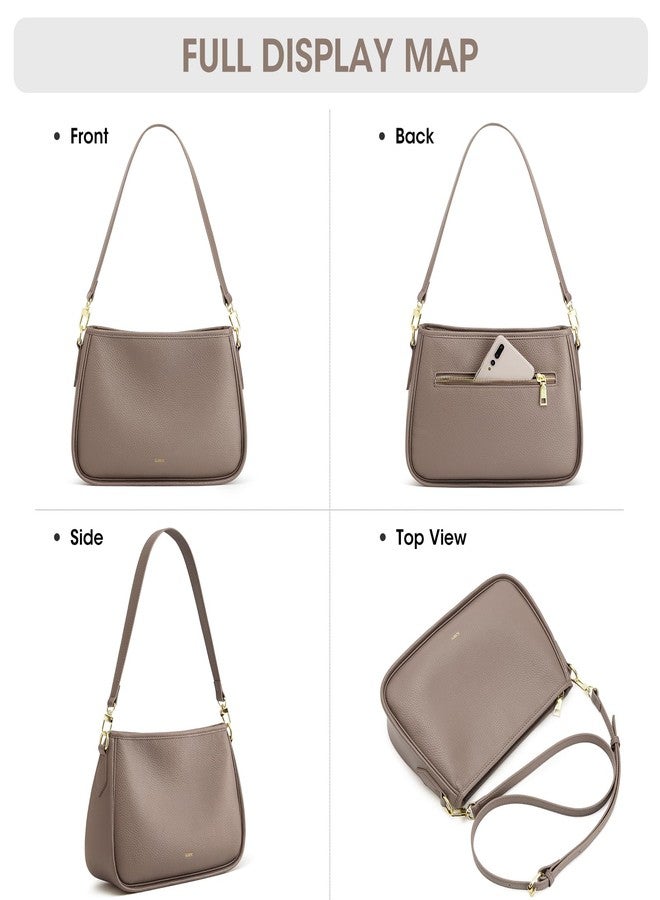 Kattee Shoulder Purse for Women, Medium Leather Crossbody Bags Trendy, Clutch Hanbags Purses, Small Hobo Bags with 2 Removable Straps, Khaki - Image 5