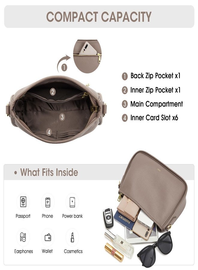 Kattee Shoulder Purse for Women, Medium Leather Crossbody Bags Trendy, Clutch Hanbags Purses, Small Hobo Bags with 2 Removable Straps, Khaki - Image 4