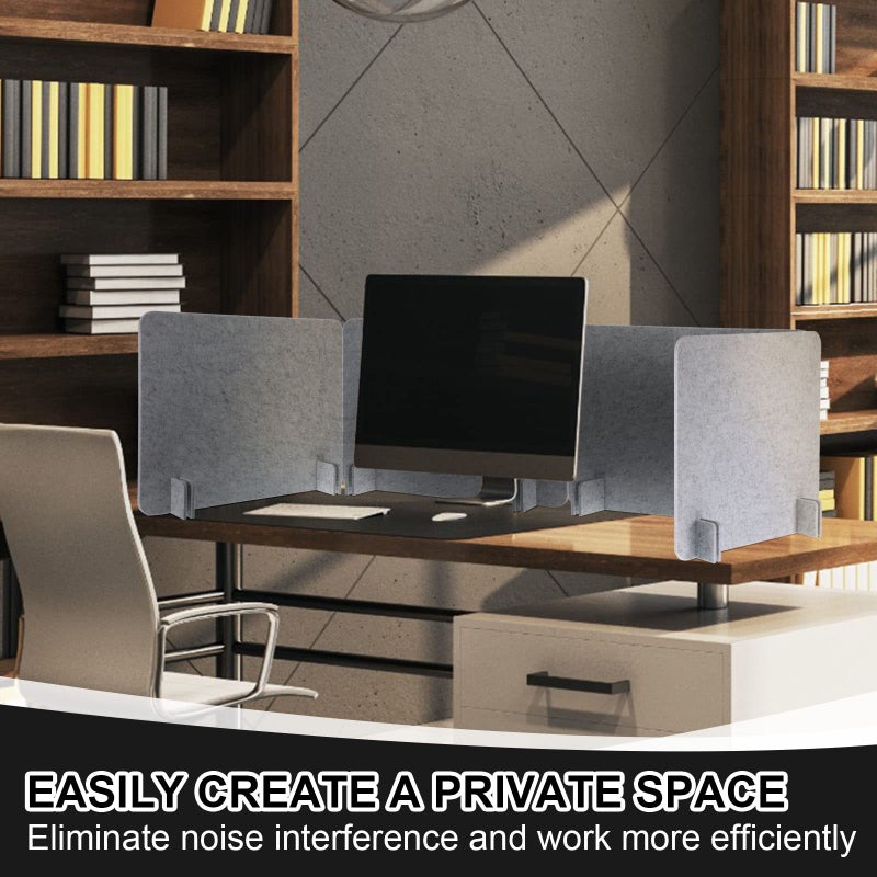 Fabbay 4 Pcs Acoustic Freestanding Desk Divider Desk Partition 16 x 24 Inch Table Freestanding Up Privacy Panel Visual Distraction and Noise Reducing for Office Furniture Classroom (Silver Gray) - Image 5