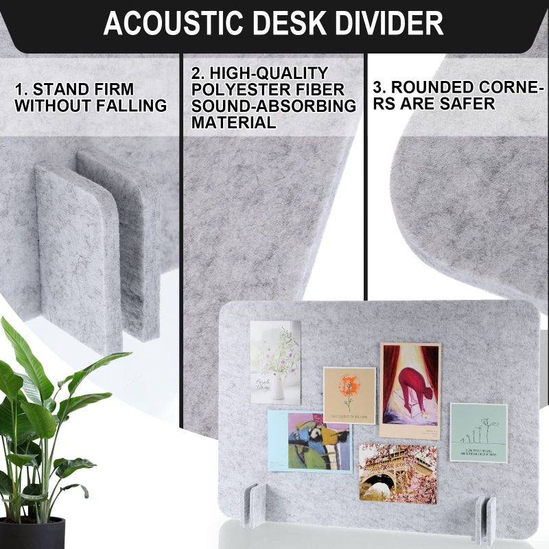 Fabbay 4 Pcs Acoustic Freestanding Desk Divider Desk Partition 16 x 24 Inch Table Freestanding Up Privacy Panel Visual Distraction and Noise Reducing for Office Furniture Classroom (Silver Gray) - Image 3