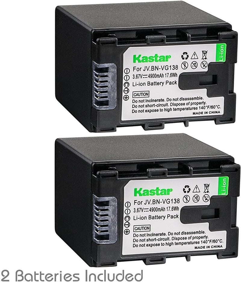 Kastar Kastar Battery 2X for JVC BNVG138U GZE505 GZE565 GZEX210 GZEX215 GZEX250 GZEX255 GZEX270 GZEX310 GZEX355 GZEX350 GZEX370 GZEX515 GZEX555 GZGX1 GZGX3 GZMS215 GZMS216 GZMS237S  - Image 1