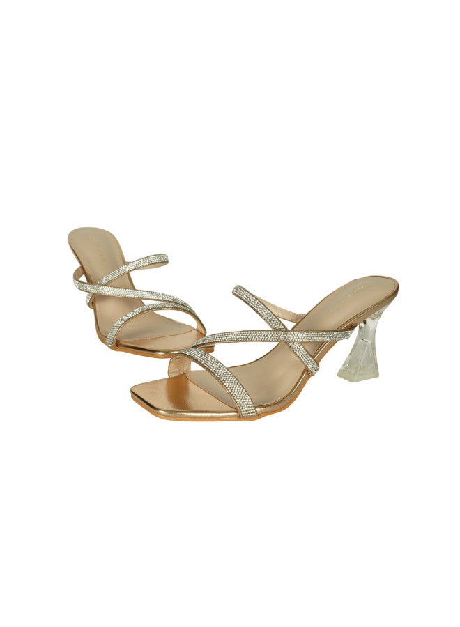 ZAYNA 221-104 زينة أحذية نسائية بكعب متوسط سهل الارتداء 18F2233-19 ذهبي - Image 2