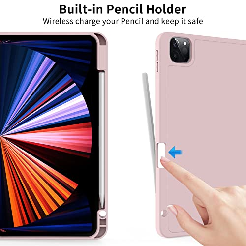 kenke Case for iPad Pro 11 Inch 4th/3rd/2nd Generation (2022/2021/2020) with Pencil Holder, Slim Trifold Smart Cover with Soft TPU Back, Support 2nd Gen Pencil Charging, Auto Sleep/Wake, Pink - Image 5
