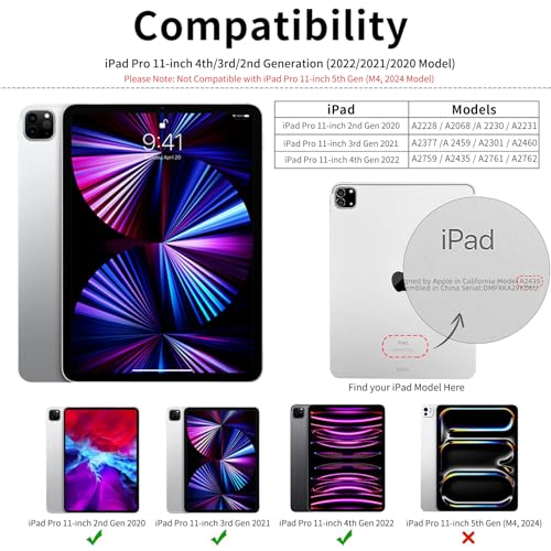 kenke Case for iPad Pro 11 Inch 4th/3rd/2nd Generation (2022/2021/2020) with Pencil Holder, Slim Trifold Smart Cover with Soft TPU Back, Support 2nd Gen Pencil Charging, Auto Sleep/Wake, Pink - Image 2