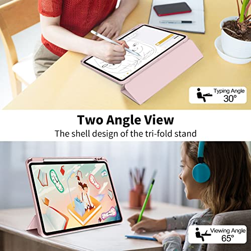 kenke Case for iPad Pro 11 Inch 4th/3rd/2nd Generation (2022/2021/2020) with Pencil Holder, Slim Trifold Smart Cover with Soft TPU Back, Support 2nd Gen Pencil Charging, Auto Sleep/Wake, Pink - Image 4