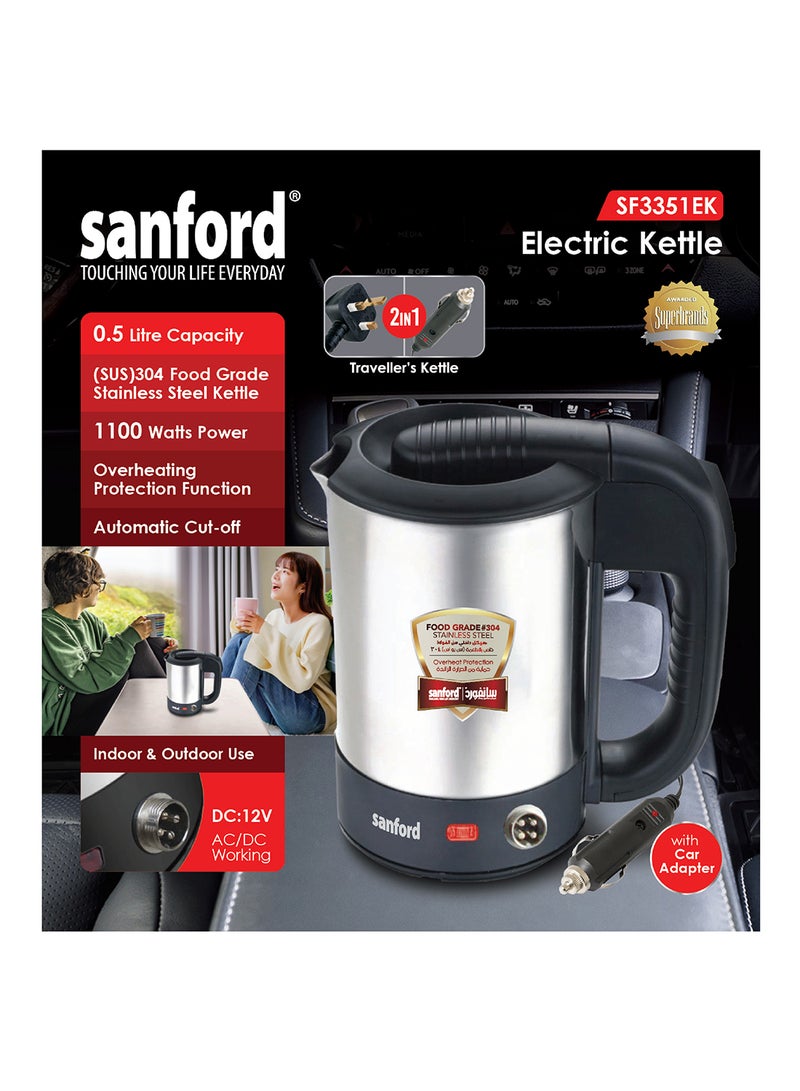 سانفورد غلاية كهربائية 500 ml 1100 W SF3351EK-0.5L BS أسود/ فضي - Image 4