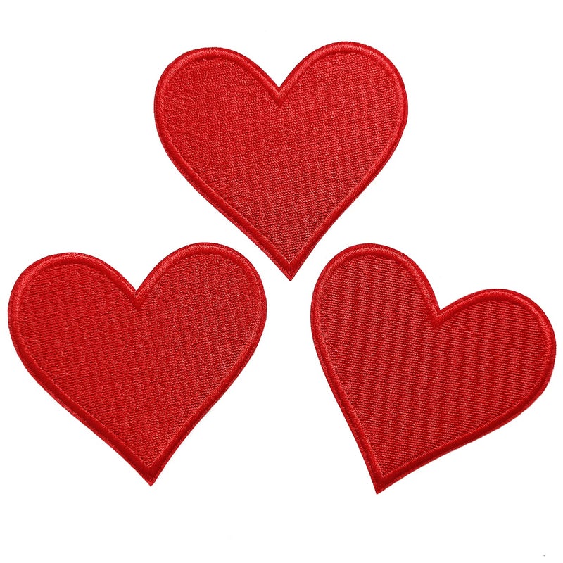 MISDONR 3pcs Red Heart Embroidered Iron on Patches for Clothing Jackets Backpacks 2.7x2.8 inch - Image 4