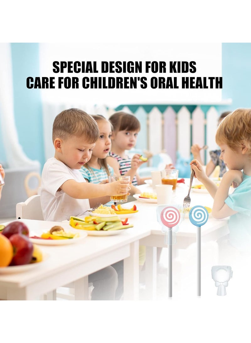 سونسر طقم مكشطة أو منظف اللسان 2 قطعة - فرشاة تنظيف اللسان مع غطاء مبتسم، فرشاة لسان ناعمة من السيليكون متعدد الألوان على شكل مصاصة للأطفال - Image 5