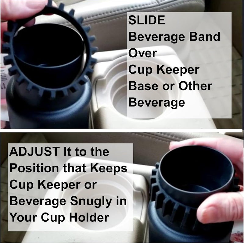 Gadjit Beverage Bands Car Cup Holder Adapter  Stop OnTheGo Drinks from Wobbling in Your Cup Holder 2 Pack  Keeps 828 oz Coffee Cups 1216 oz Soda Cans 20 oz Water Bottles Mugs from Tipping - Image 3
