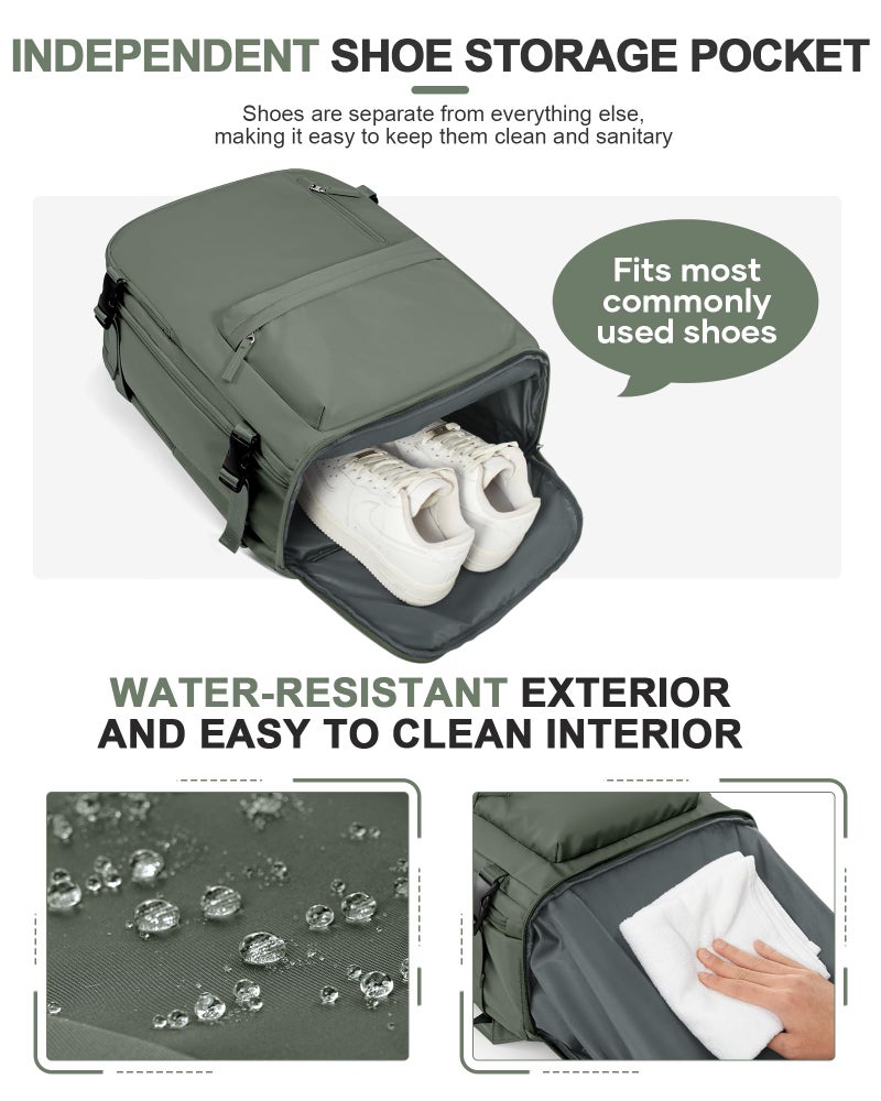 VGCUB Travel Backpack for Women Men for Spirit Airlines Personal Item Bag 18x14x8 Inches Laptop College Backpack,Waterproof Carry on Flight Approved Work Backpack,Large Army green - Image 3