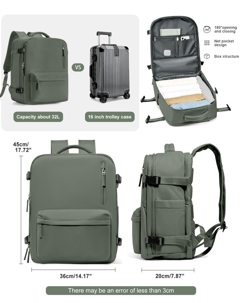 VGCUB Travel Backpack for Women Men for Spirit Airlines Personal Item Bag 18x14x8 Inches Laptop College Backpack,Waterproof Carry on Flight Approved Work Backpack,Large Army green - Image 5