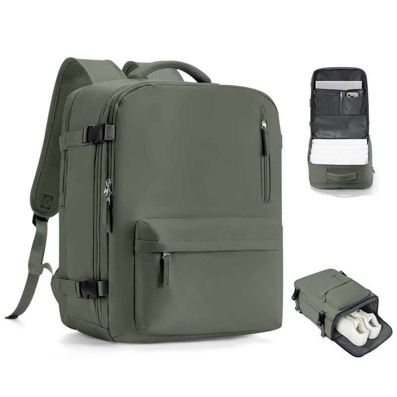 VGCUB Travel Backpack for Women Men for Spirit Airlines Personal Item Bag 18x14x8 Inches Laptop College Backpack,Waterproof Carry on Flight Approved Work Backpack,Large Army green - Image 1