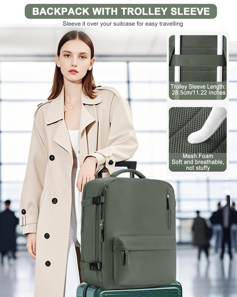 VGCUB Travel Backpack for Women Men for Spirit Airlines Personal Item Bag 18x14x8 Inches Laptop College Backpack,Waterproof Carry on Flight Approved Work Backpack,Large Army green - Image 4