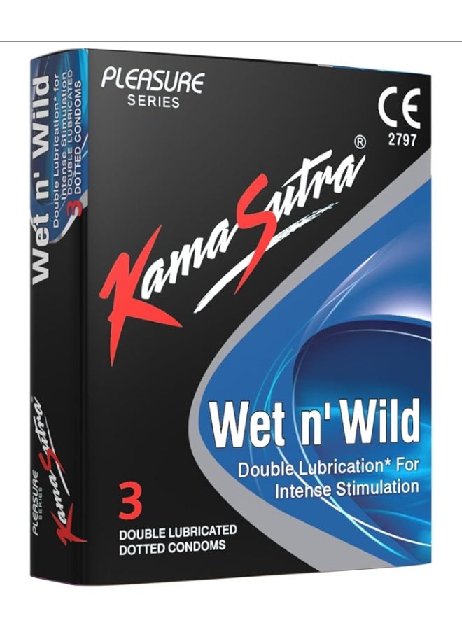 KAMASUTRA CONDOMS WET N WILD - 3'S, Medium