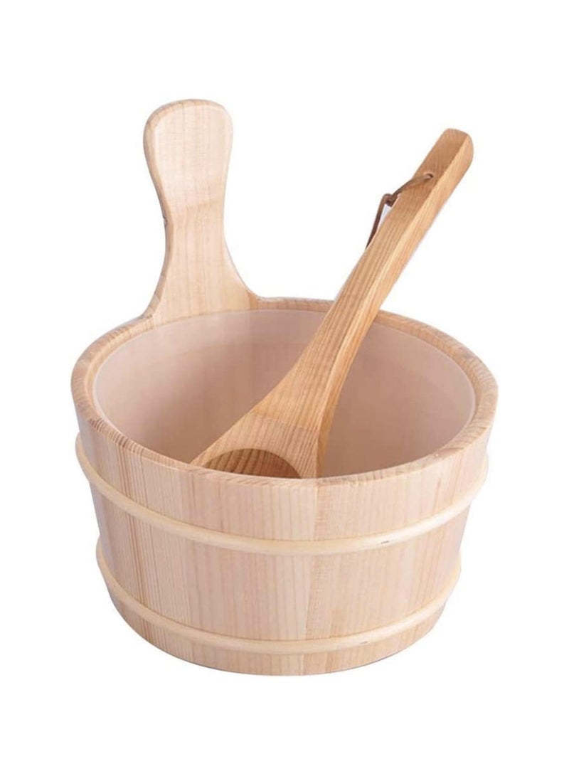 Aqua دلو ساونا، دلو خشبي يدوي مع بطانة بلاستيكية متعددة الوظائف لحمامات البخار - Image 1