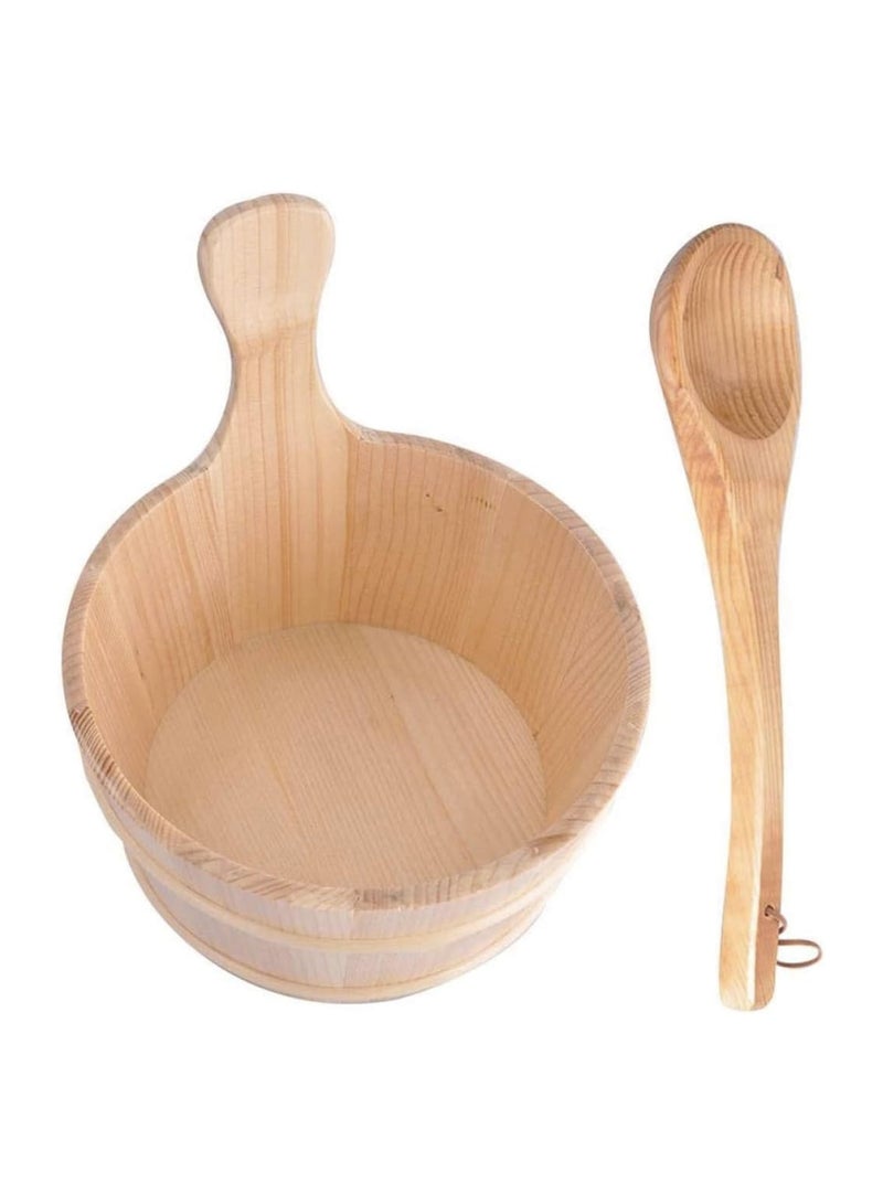 Aqua دلو ساونا، دلو خشبي يدوي مع بطانة بلاستيكية متعددة الوظائف لحمامات البخار - Image 2