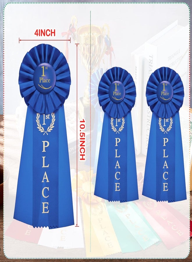 Lewtemi 3 Packs 1st Place Blue Ribbon Award Rosette Ribbon Grand Prize Ribbons Winner Victory Prize Deluxe Recognition Award for Classroom, Competition and Sports Events - Image 2