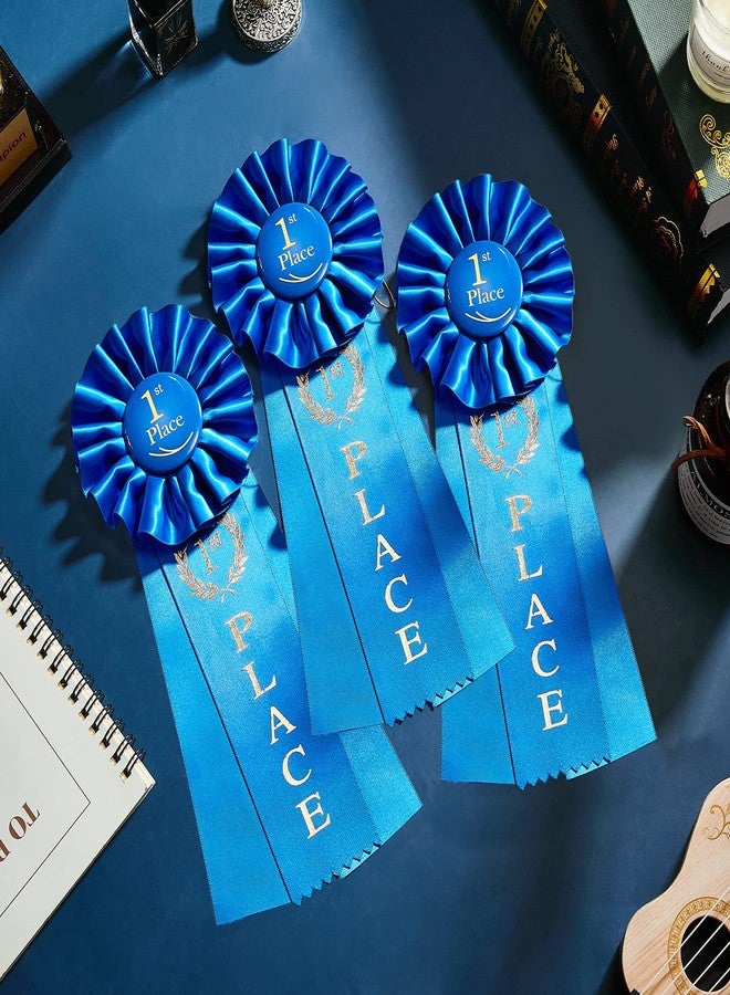 Lewtemi 3 Packs 1st Place Blue Ribbon Award Rosette Ribbon Grand Prize Ribbons Winner Victory Prize Deluxe Recognition Award for Classroom, Competition and Sports Events - Image 4