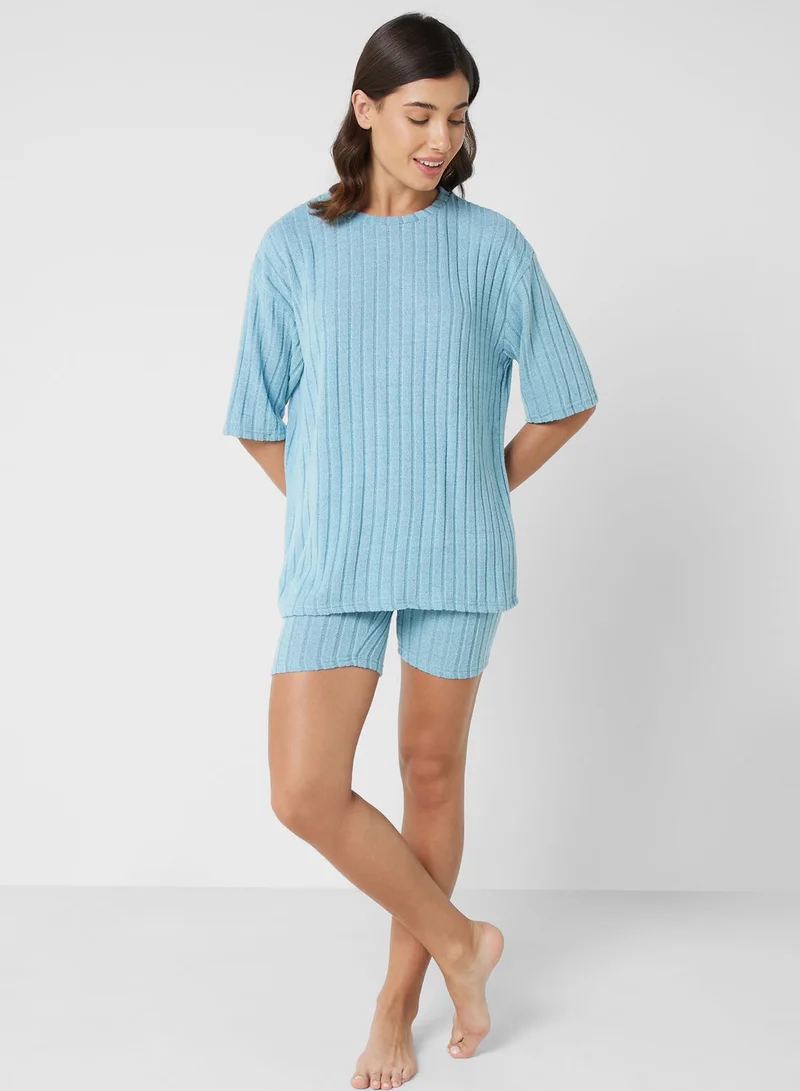 Ginger Ribbed Pyjama Short Set