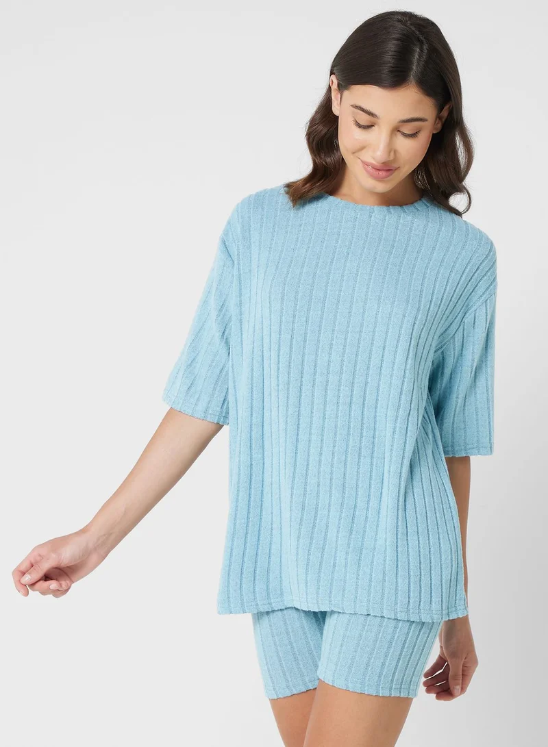 Ginger Ribbed Pyjama Short Set