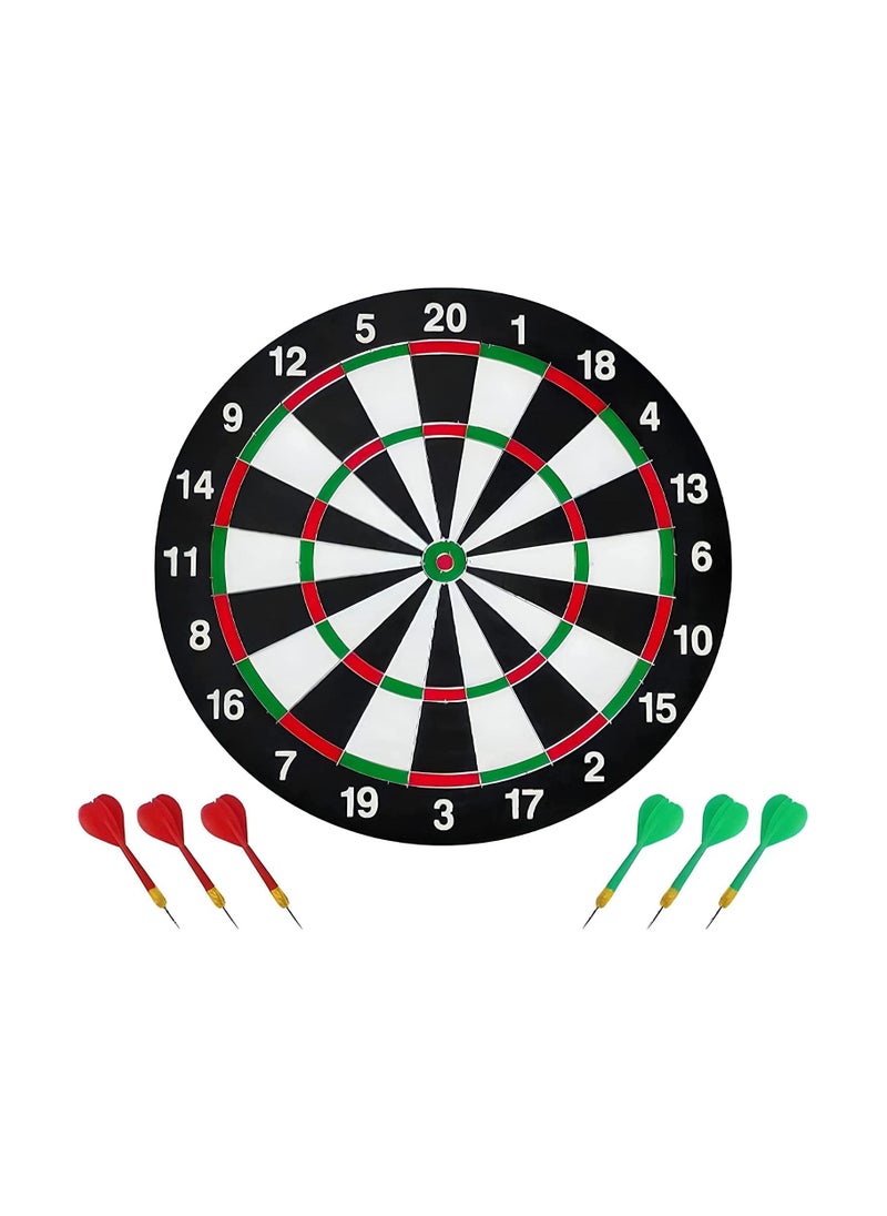 DeloPik - Double Side Wooden Professional Dart Board With 6 Darts, Board Games, Darts Board Set Dartboard Game - Image 1